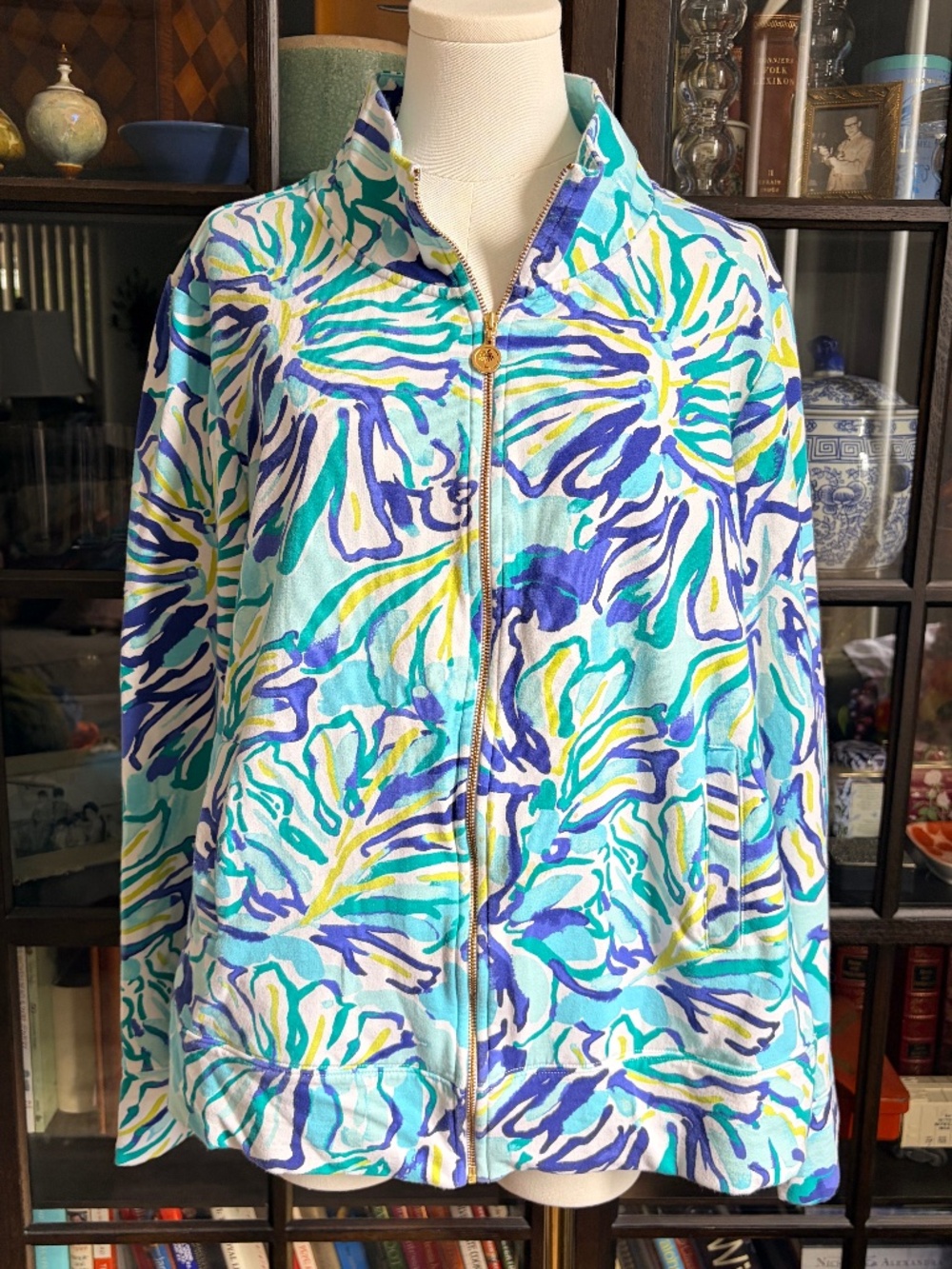 Lily Pulitzer Zip Front Sweater, size XL